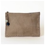 Moroccan Grey Leather Zip Pouch